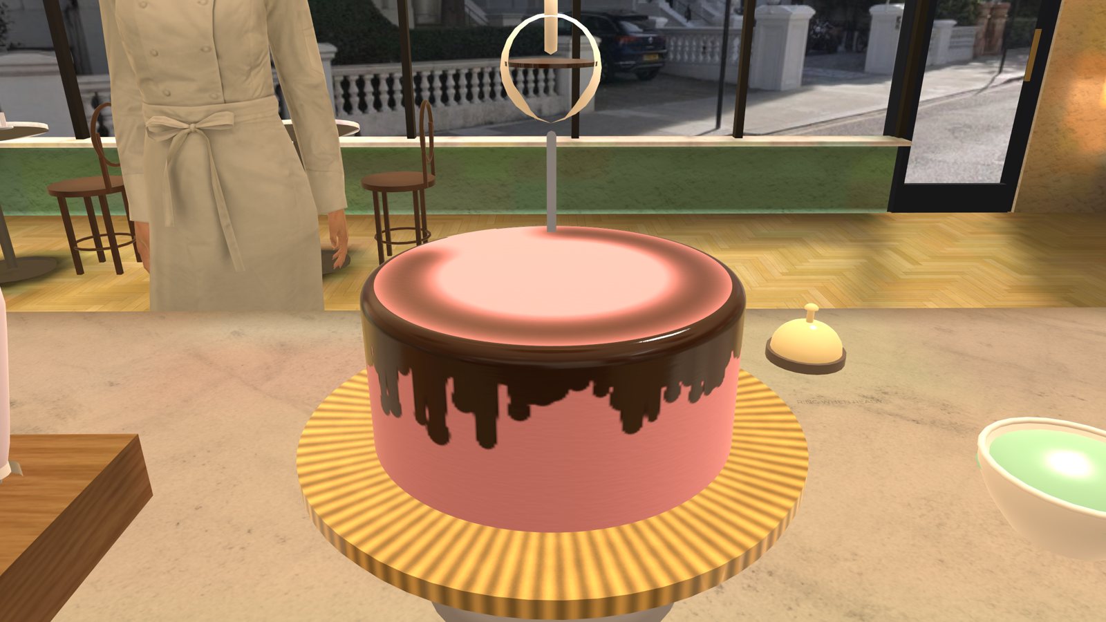 Chocolate ganache dripping down the sides
