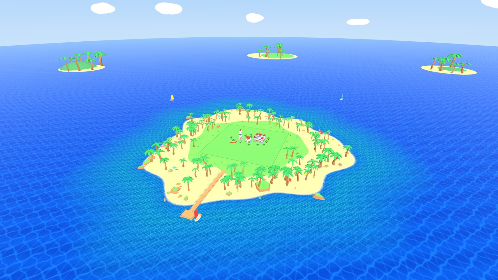 The island from the air with the brick plate in the middle