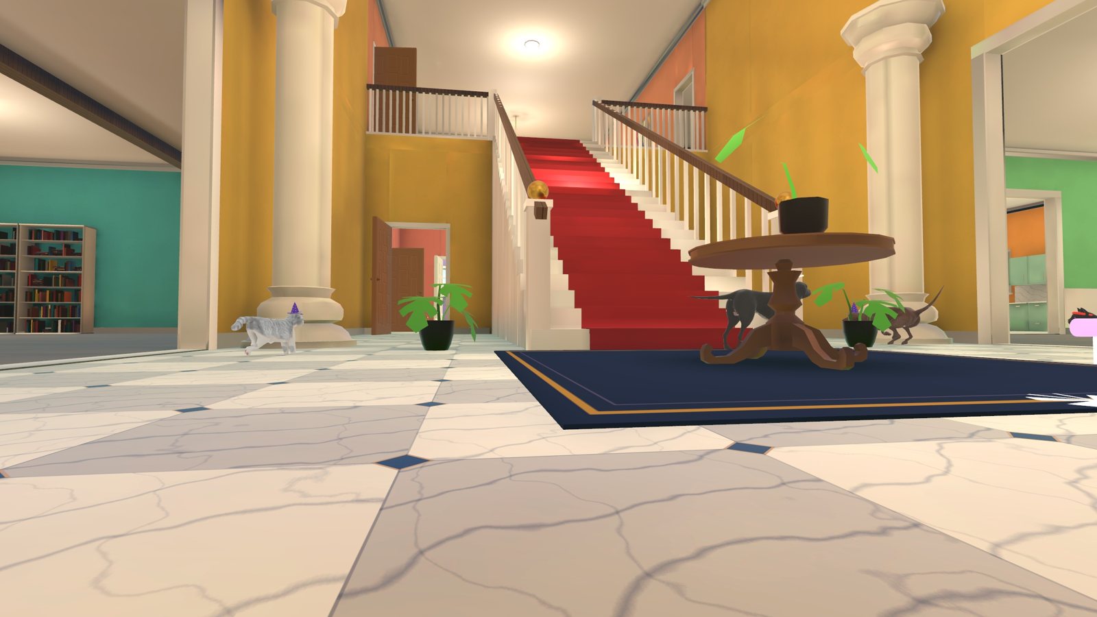 Pets in the grand foyer