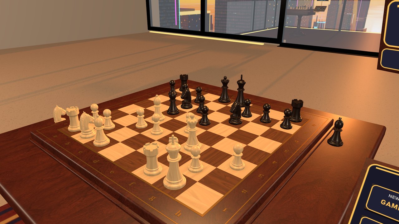 A game in progress on the walnut board