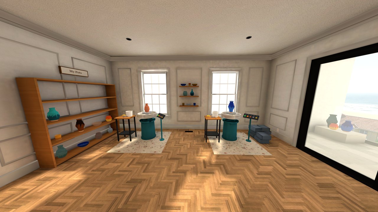 The pottery studio with two wheels
