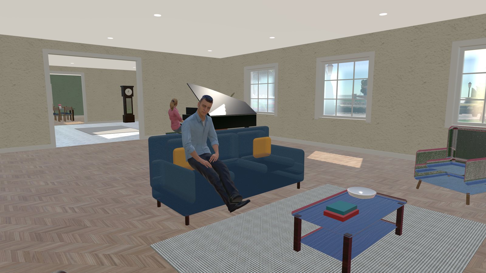 Life size in the living room by the fire