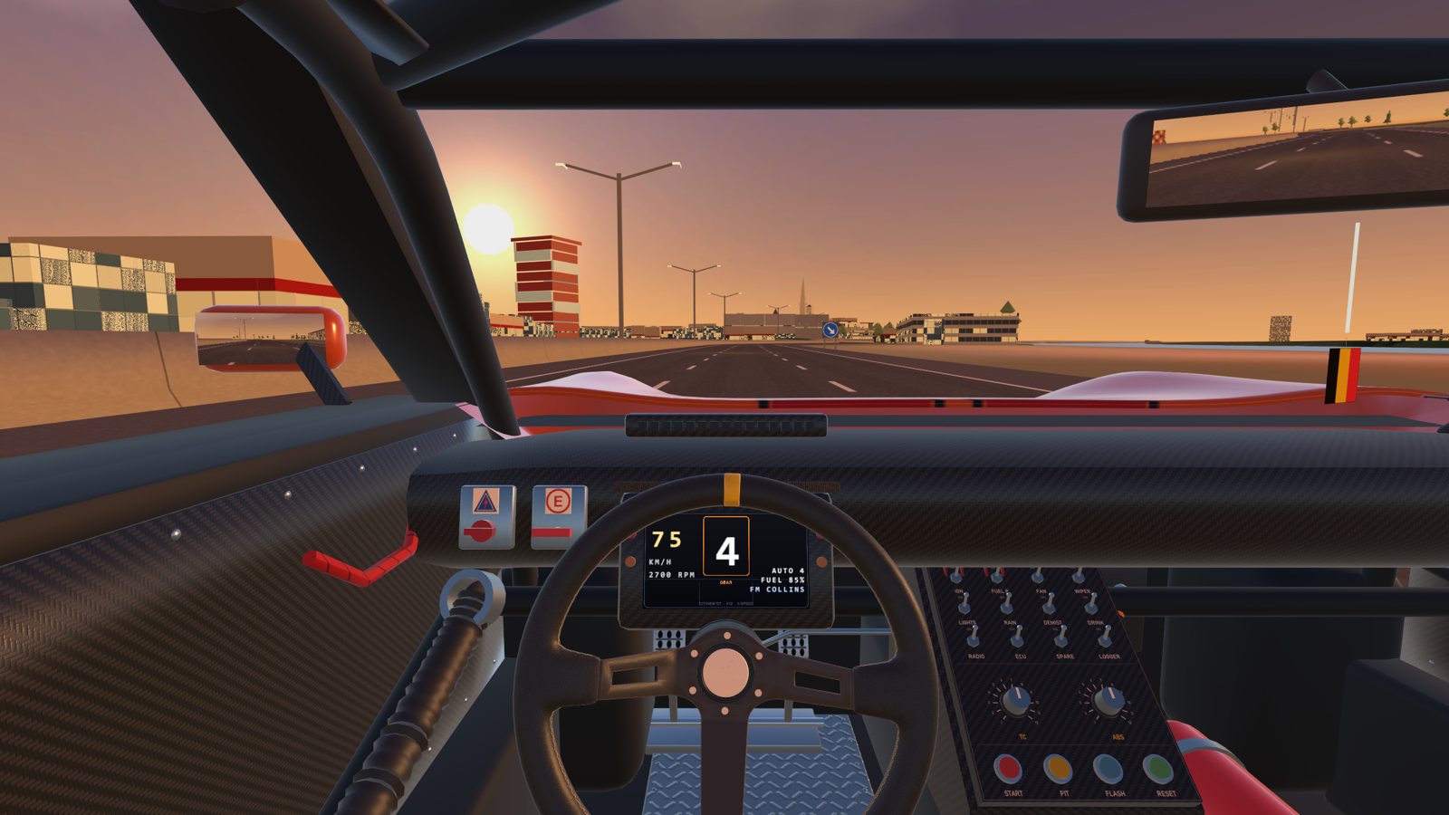 The driver's view on the Scheldt quays at sunset