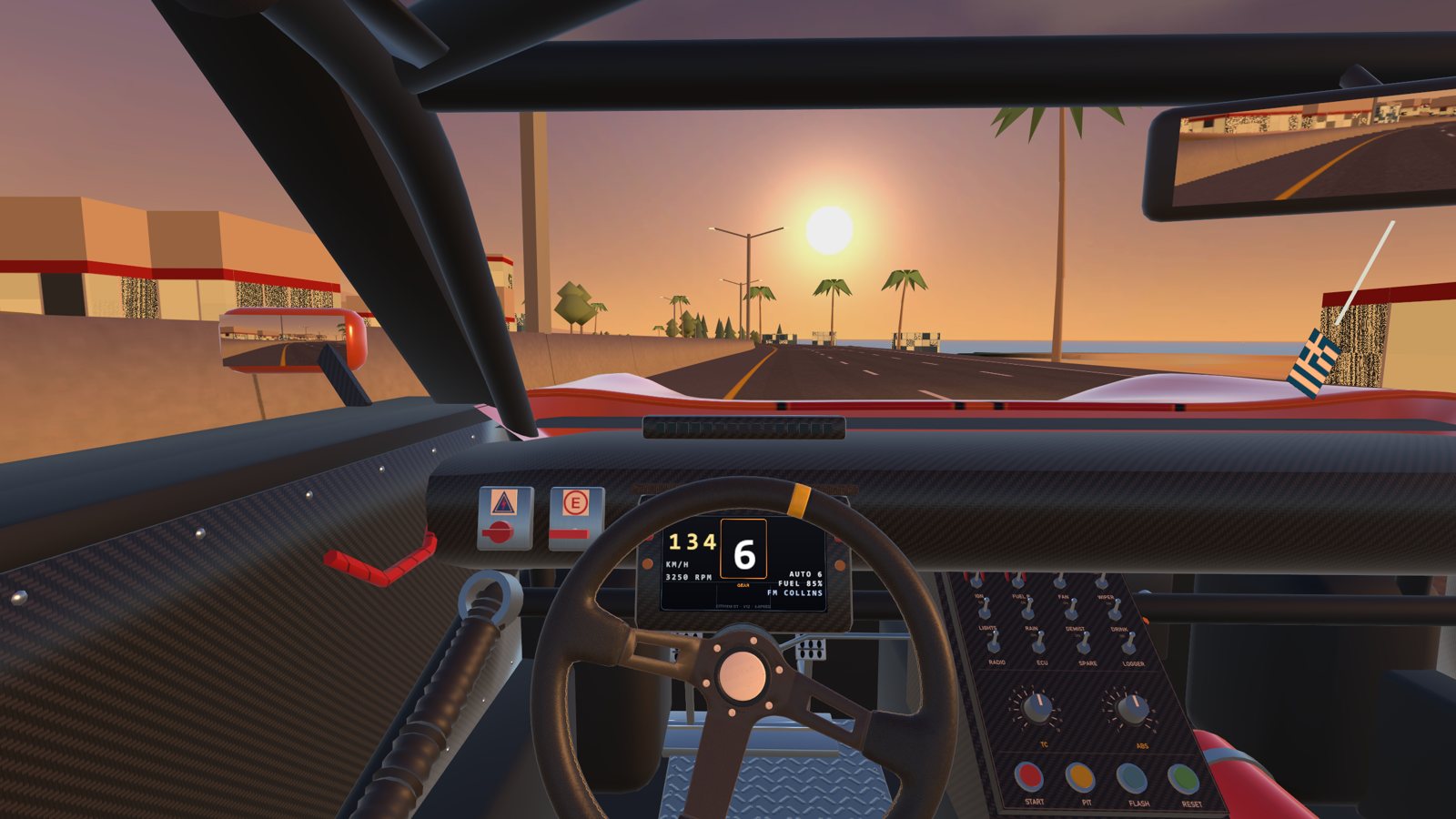The driver's view on Poseidonos Avenue at sunset