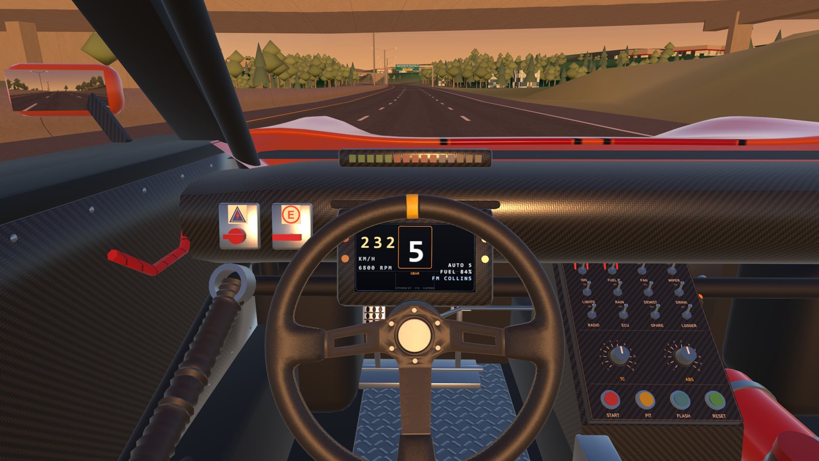 Flat out on the A2 with the shift lights lit
