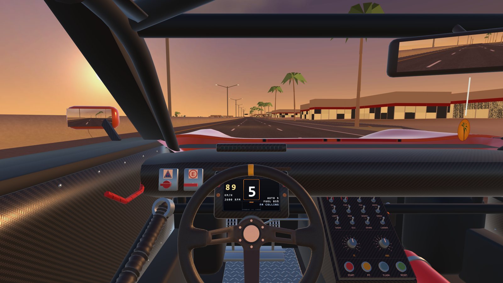 The driver's view on the Khobar Corniche at sunset