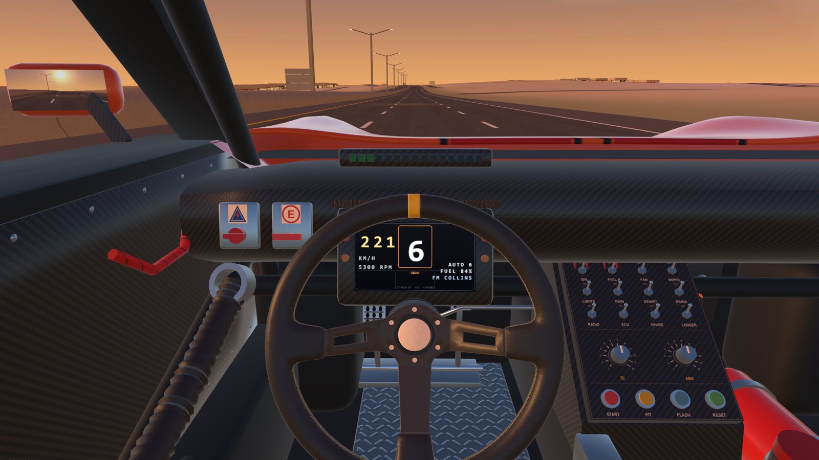 Flat out on the Dhahran-Jubail Expressway with the shift lights lit
