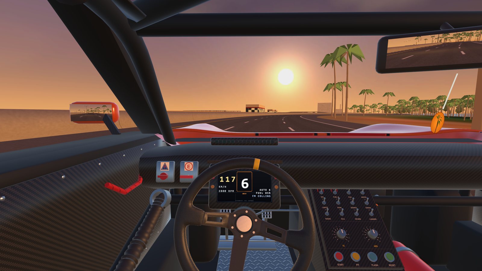 The driver's view down the Jeddah Corniche at sunset