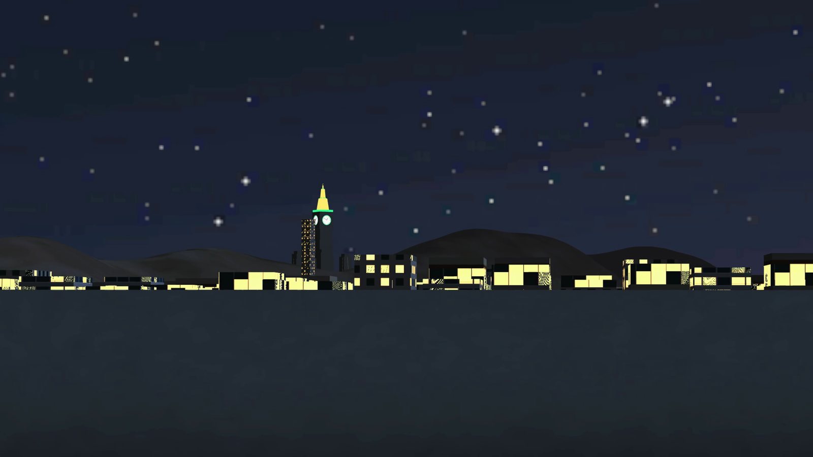 Night driving with the city lit up