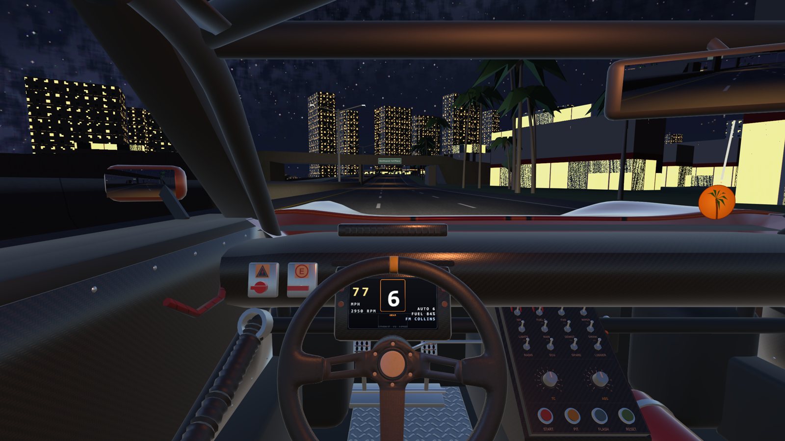 Night driving through the Downtown towers