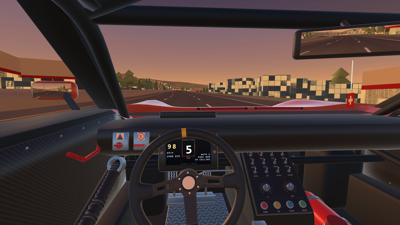 The driver's view along the Seestrasse at sunset