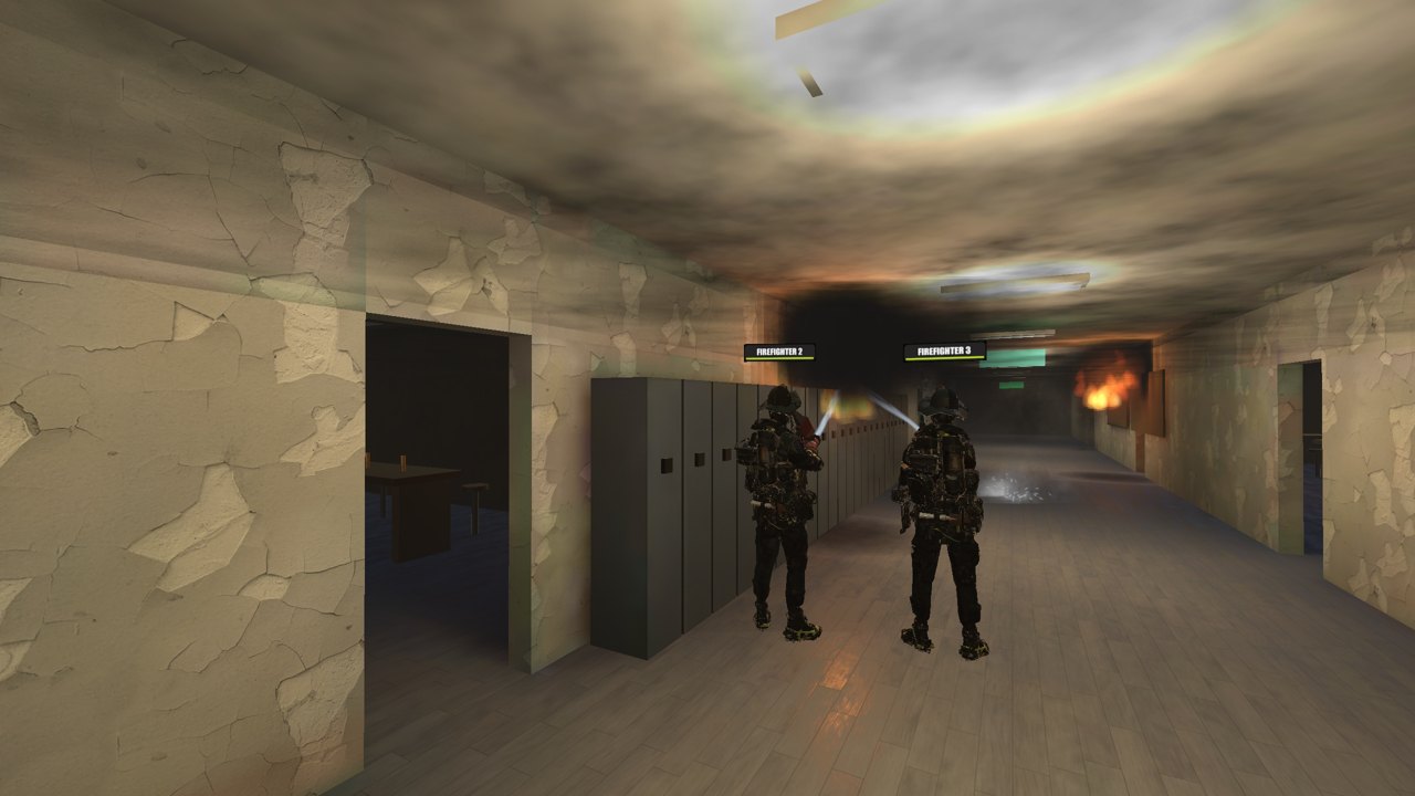 The crew on the locker fire in the school corridor