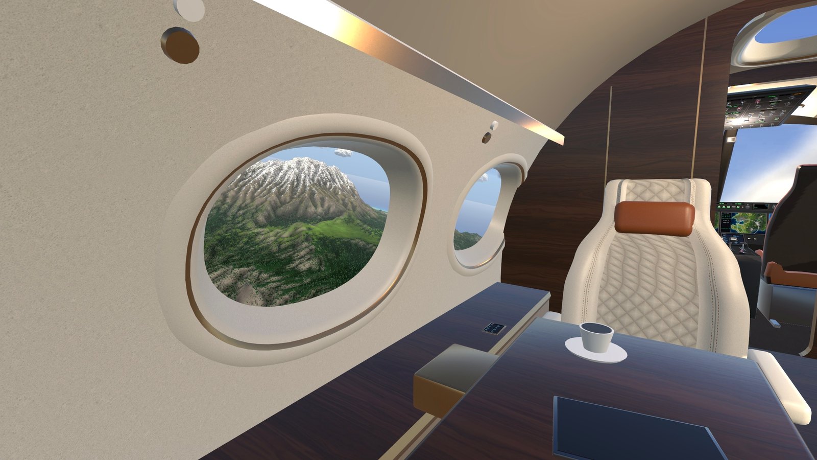A window seat over the mountains