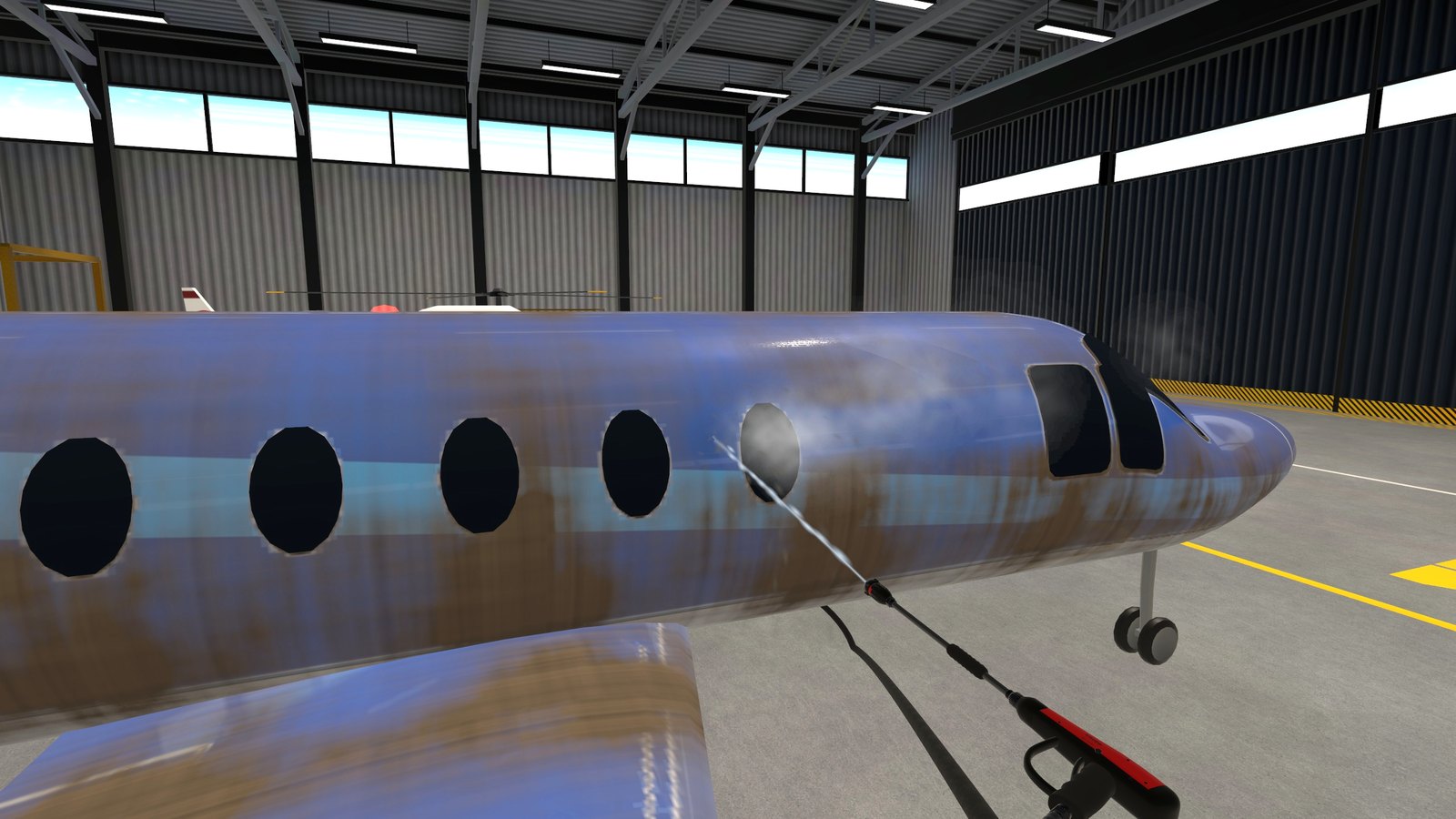 Power washing the private jet