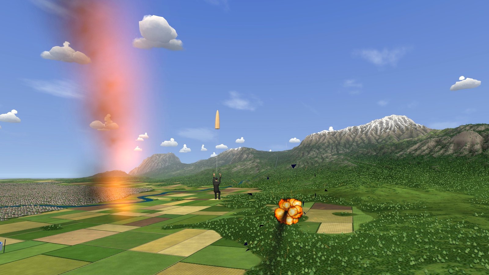 Ejected: the parachute and the burning jet