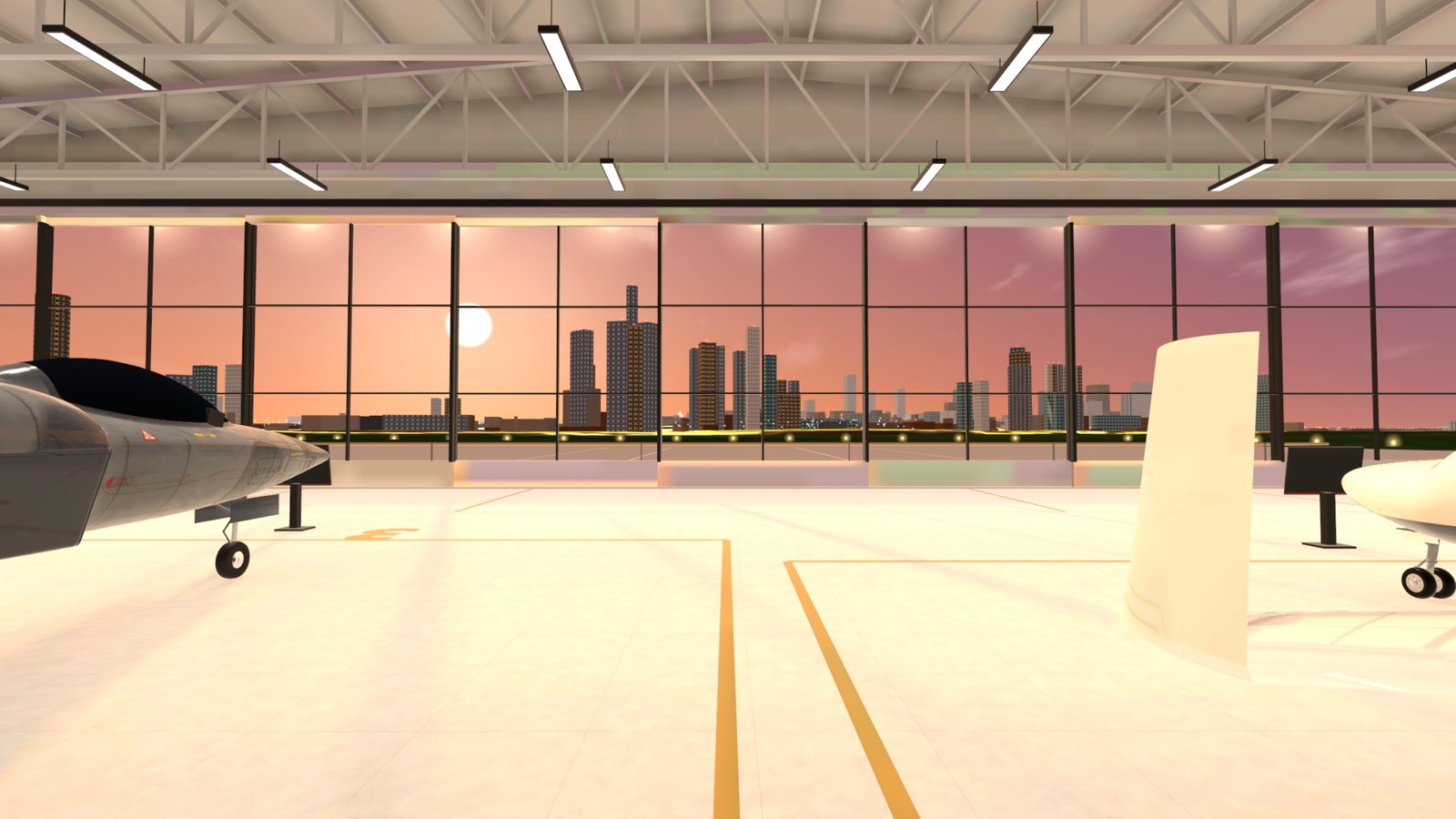 Your glass hangar facing the skyline