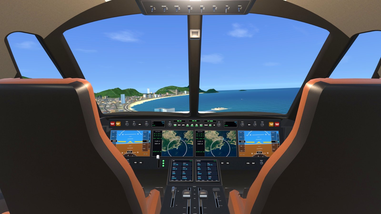 The private jet's flight deck in to the Sugarloaf