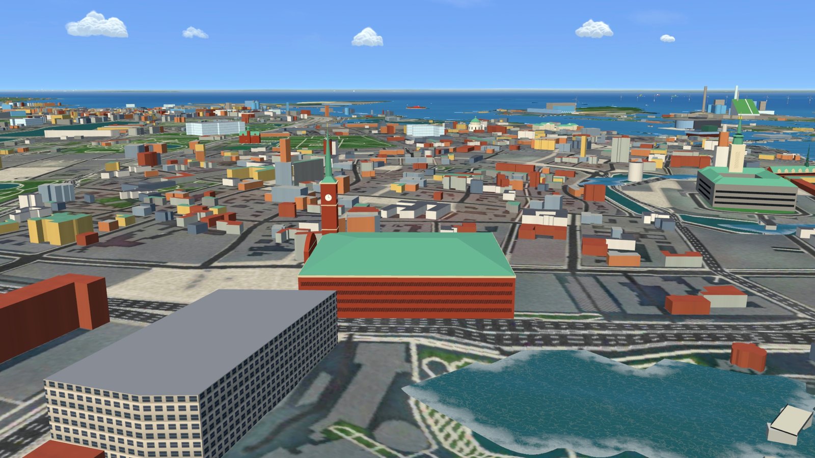 City Hall and the old city from the air