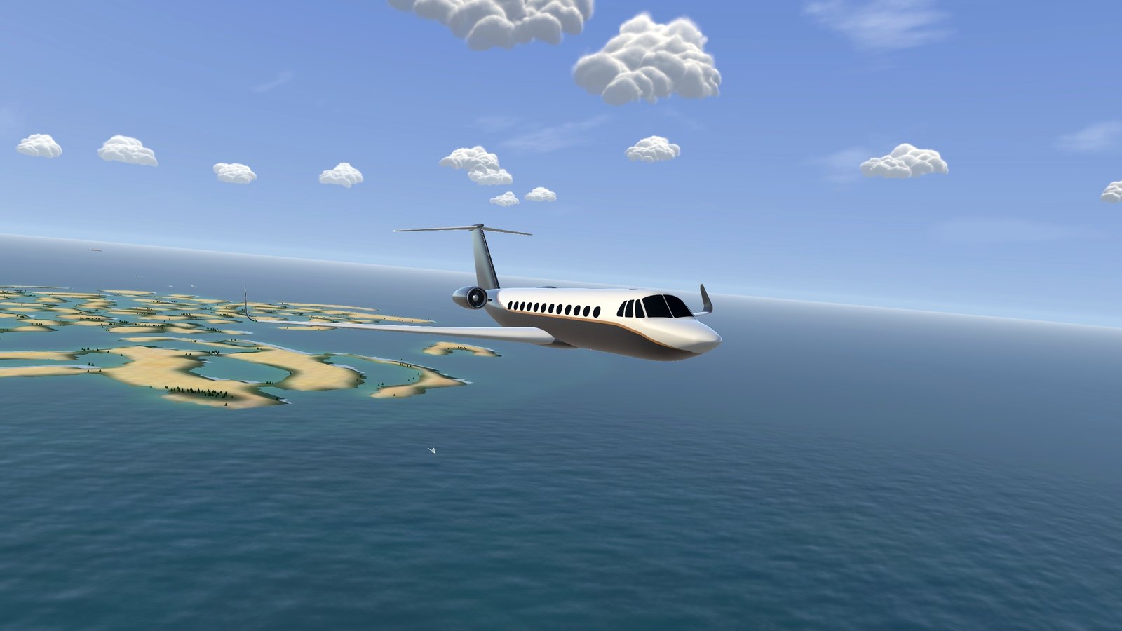 The private jet over The World islands
