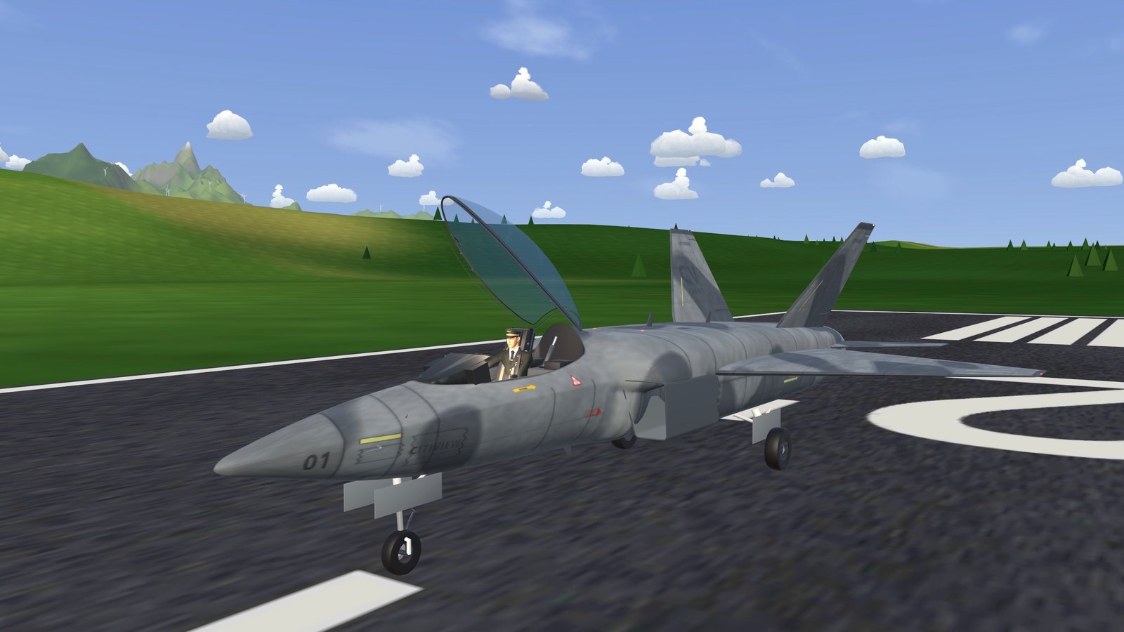 On runway 27 with the canopy up