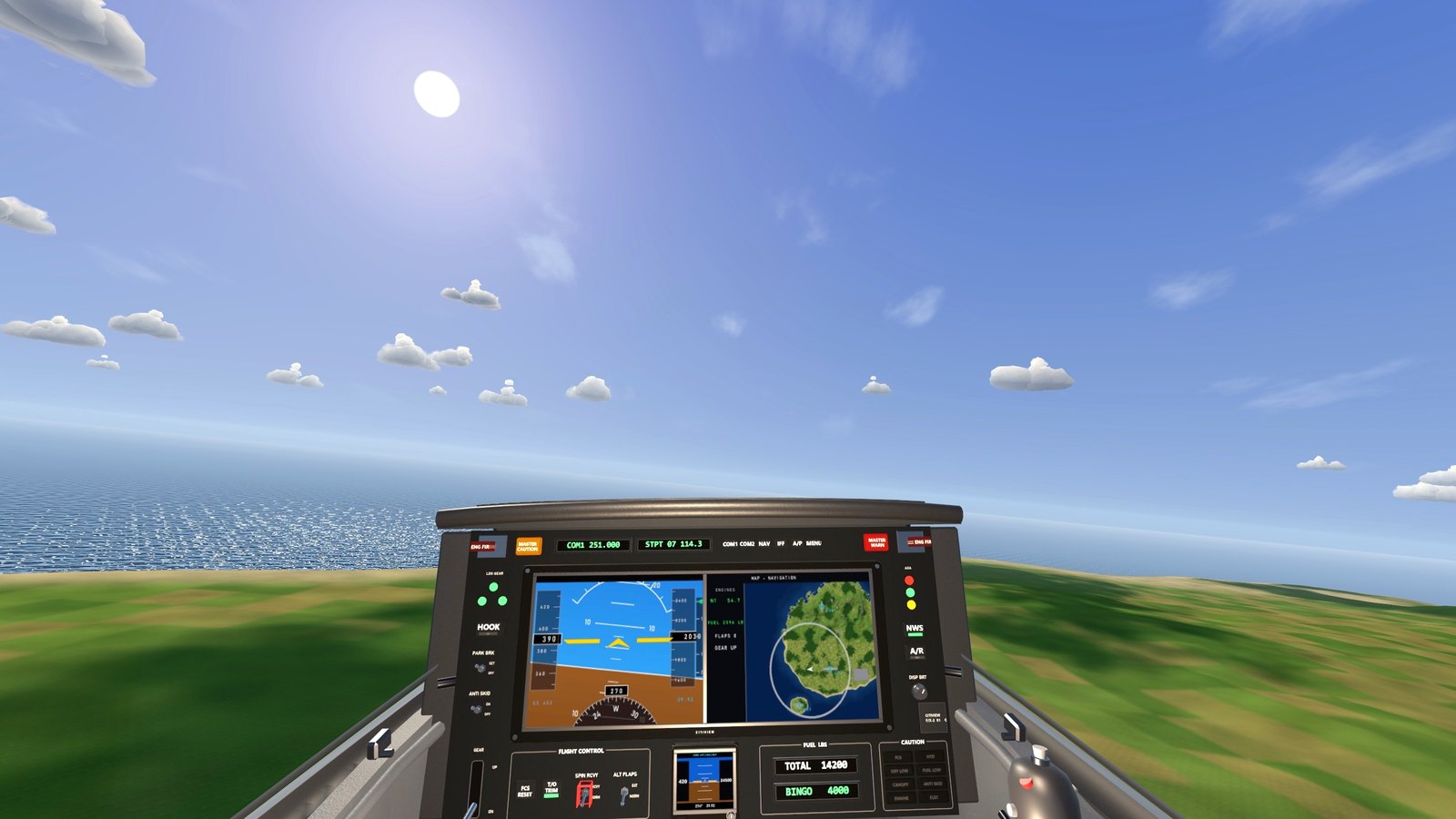 The cockpit in the climb