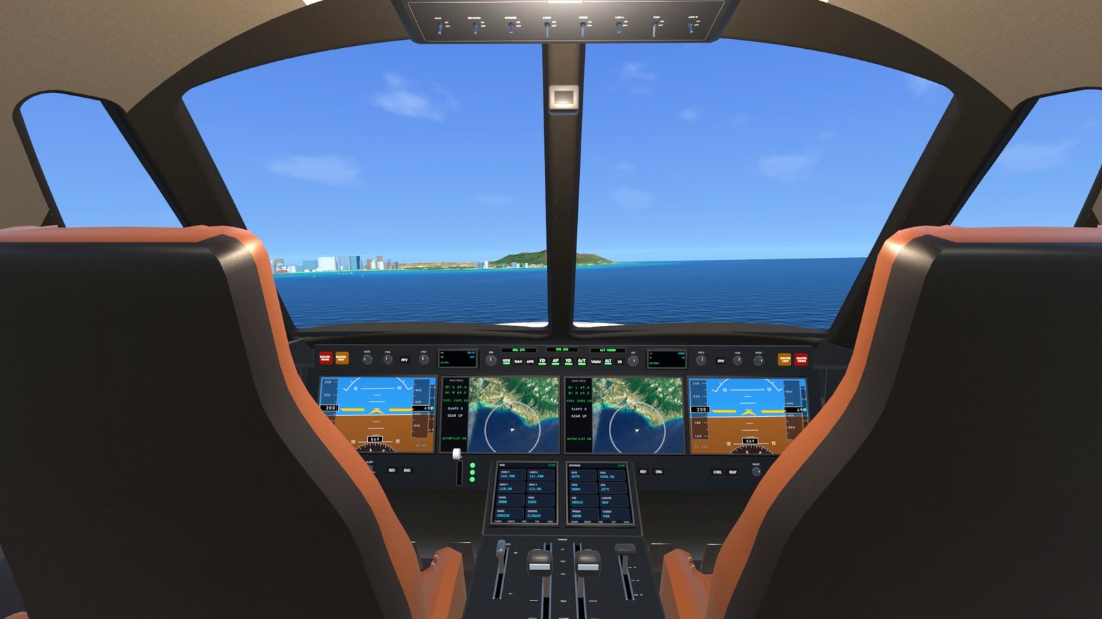 The private jet's flight deck off Waikiki