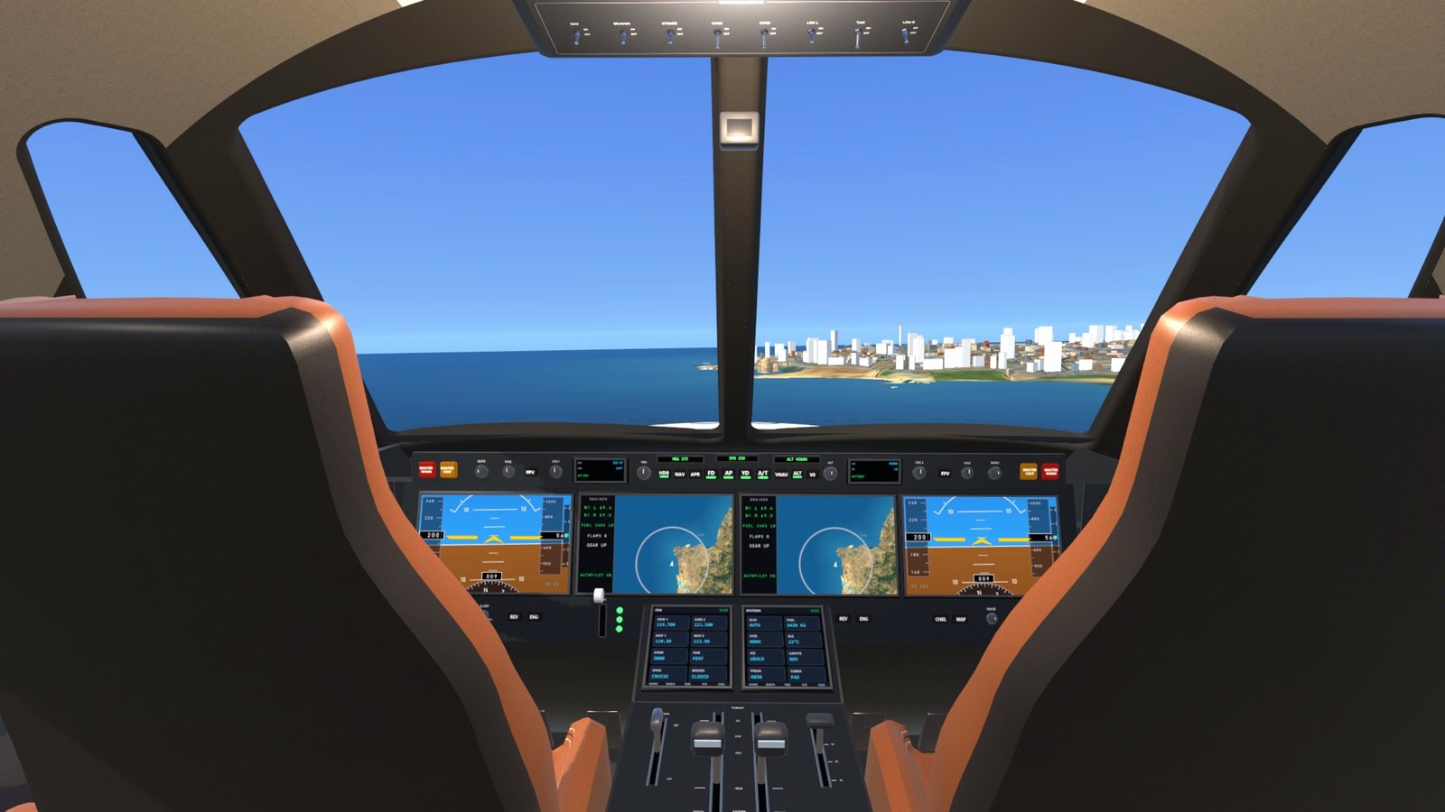The private jet's flight deck along the Beirut Corniche