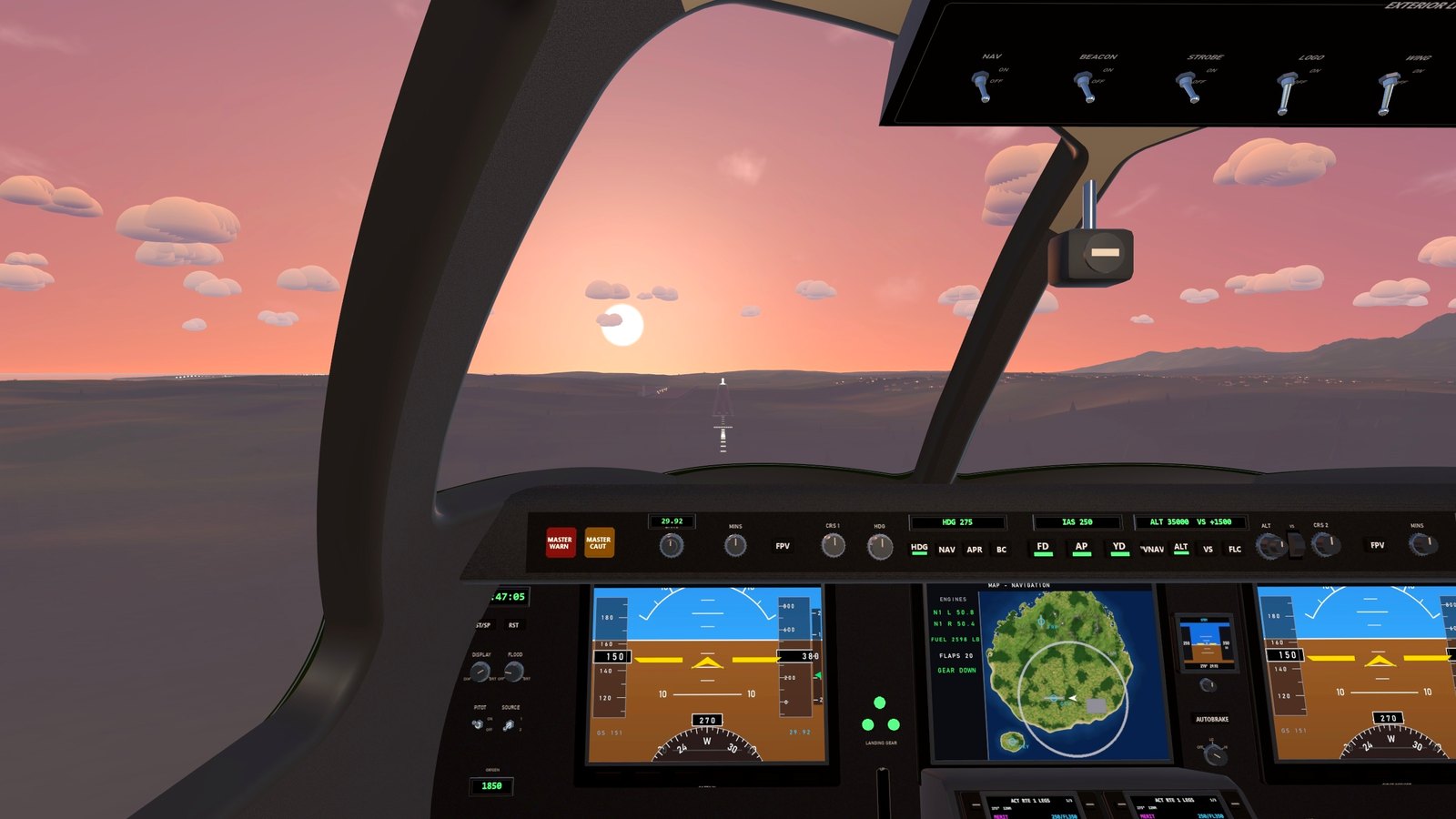 On final for Citiview 27 at sunset