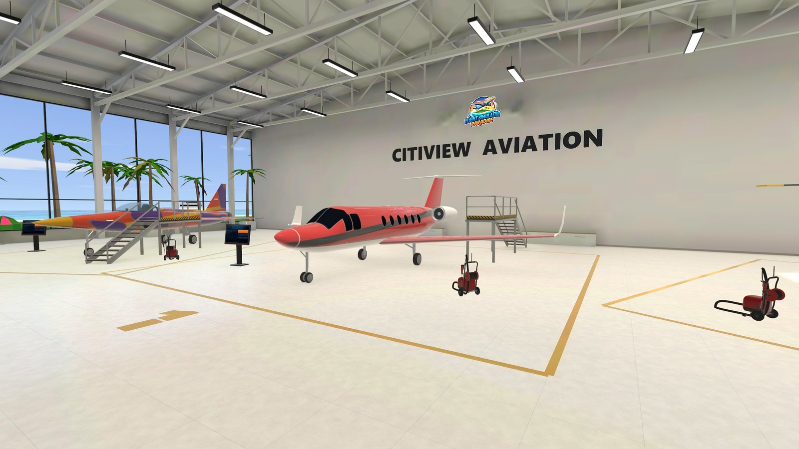 Your white glass hangar by the sea