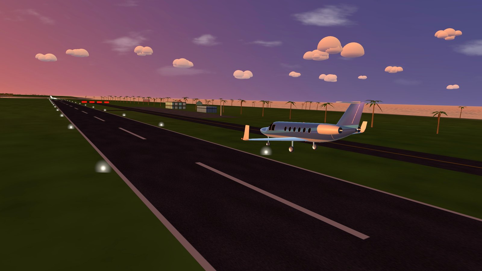 A sunset landing on Sand Dollar Cay