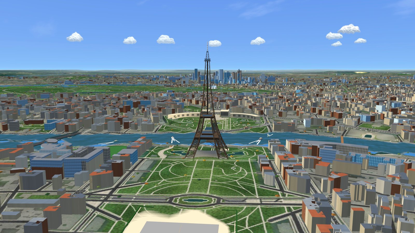 The Eiffel Tower and the Seine from the air
