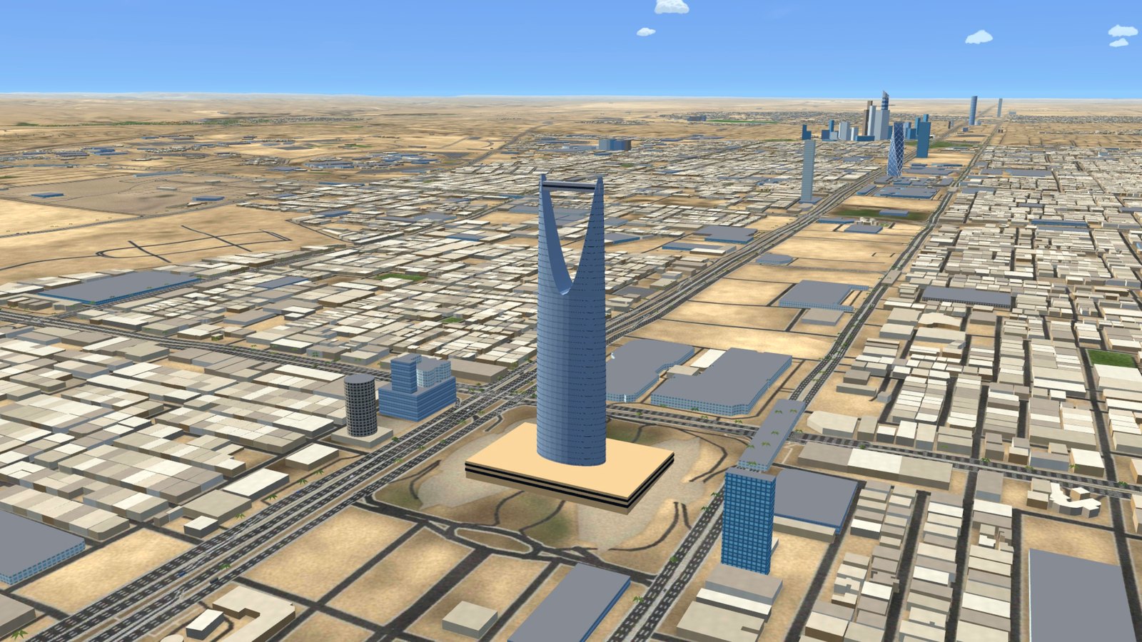The Kingdom Centre over Olaya from the air