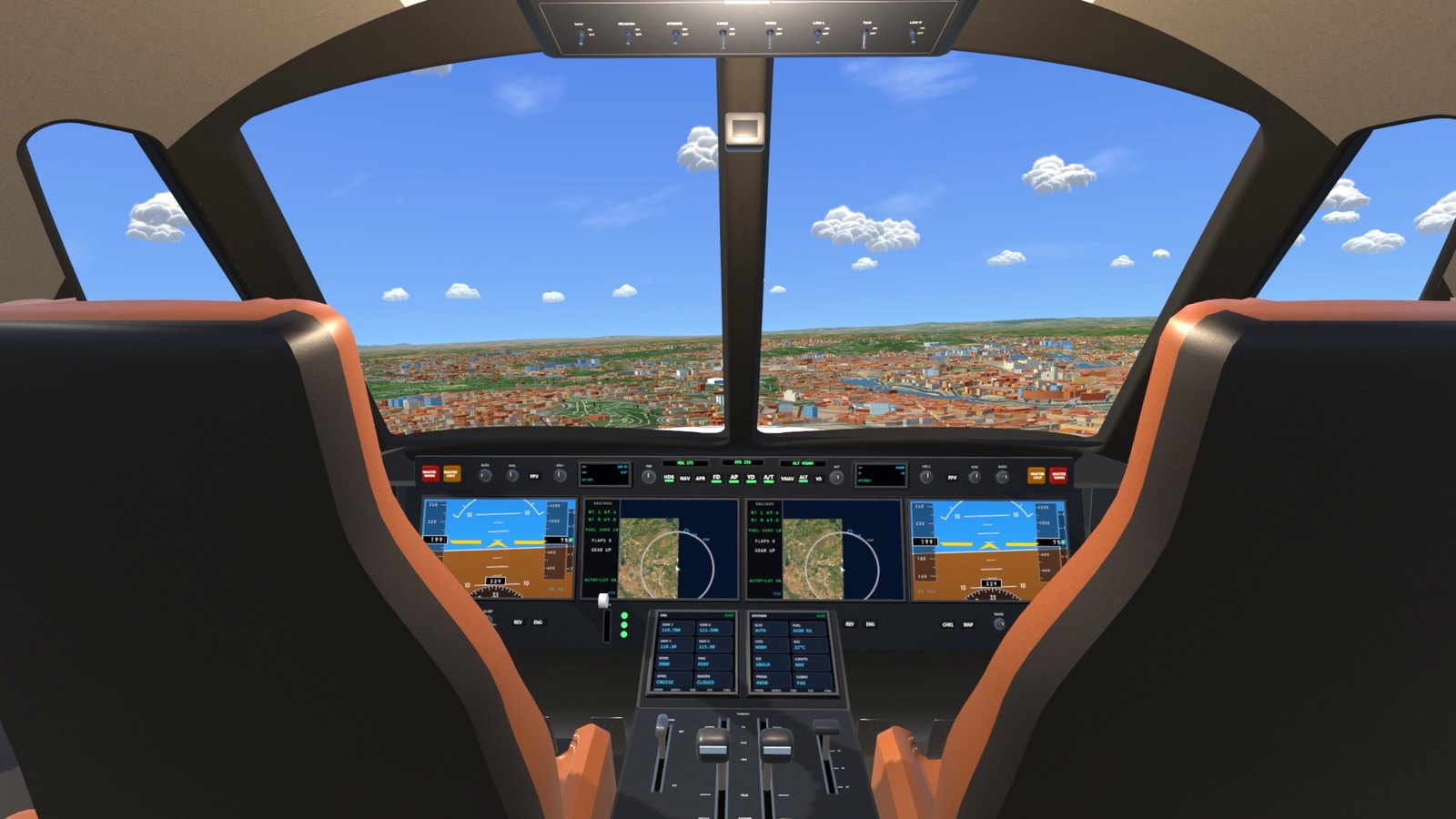 The private jet's flight deck up the Tiber