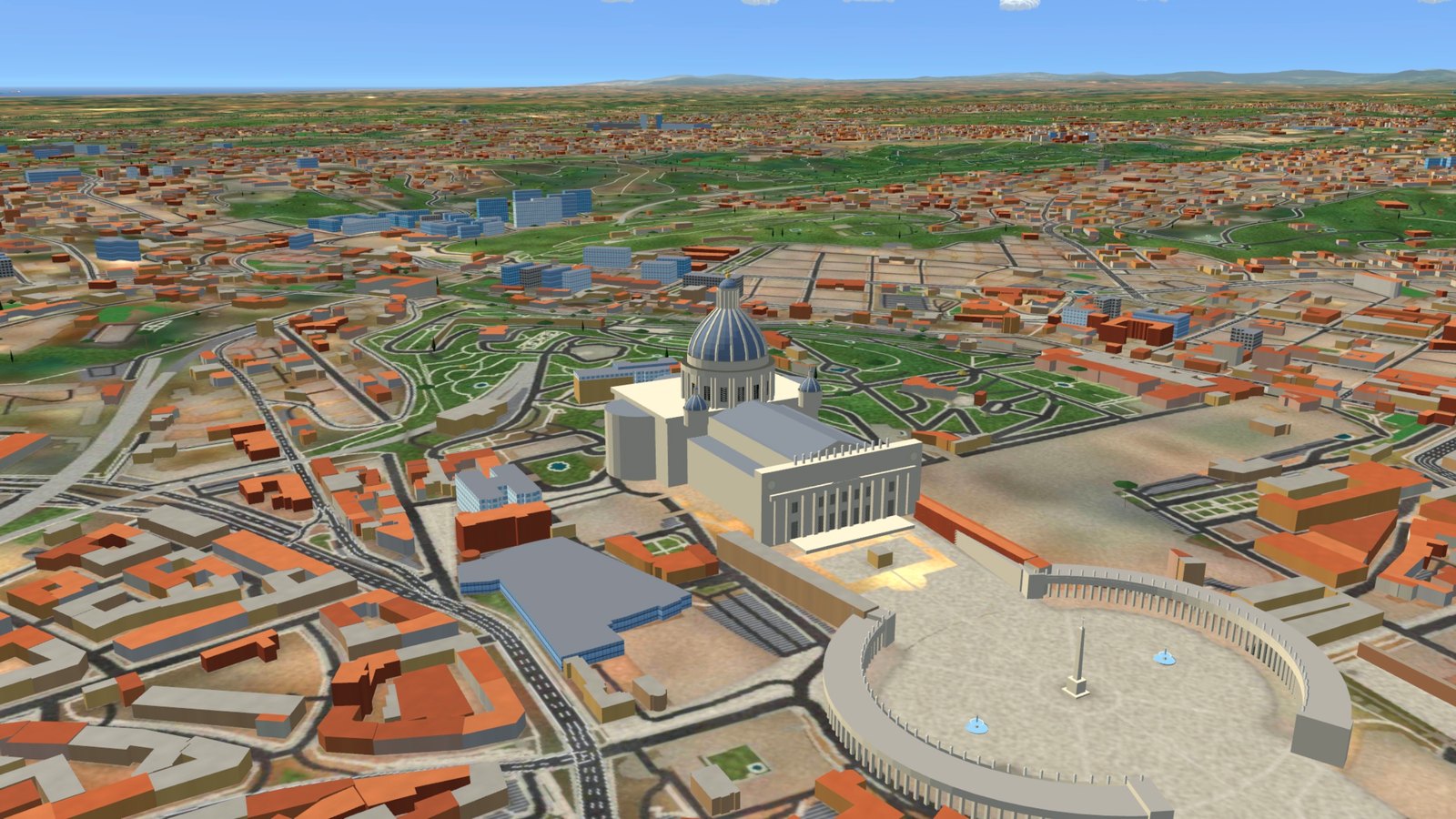 St Peter's dome and Bernini's colonnade from the air