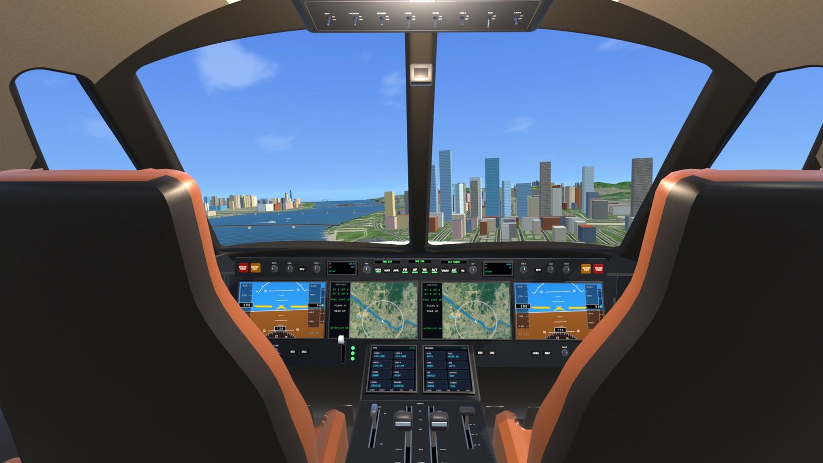 The private jet's flight deck up the Han river