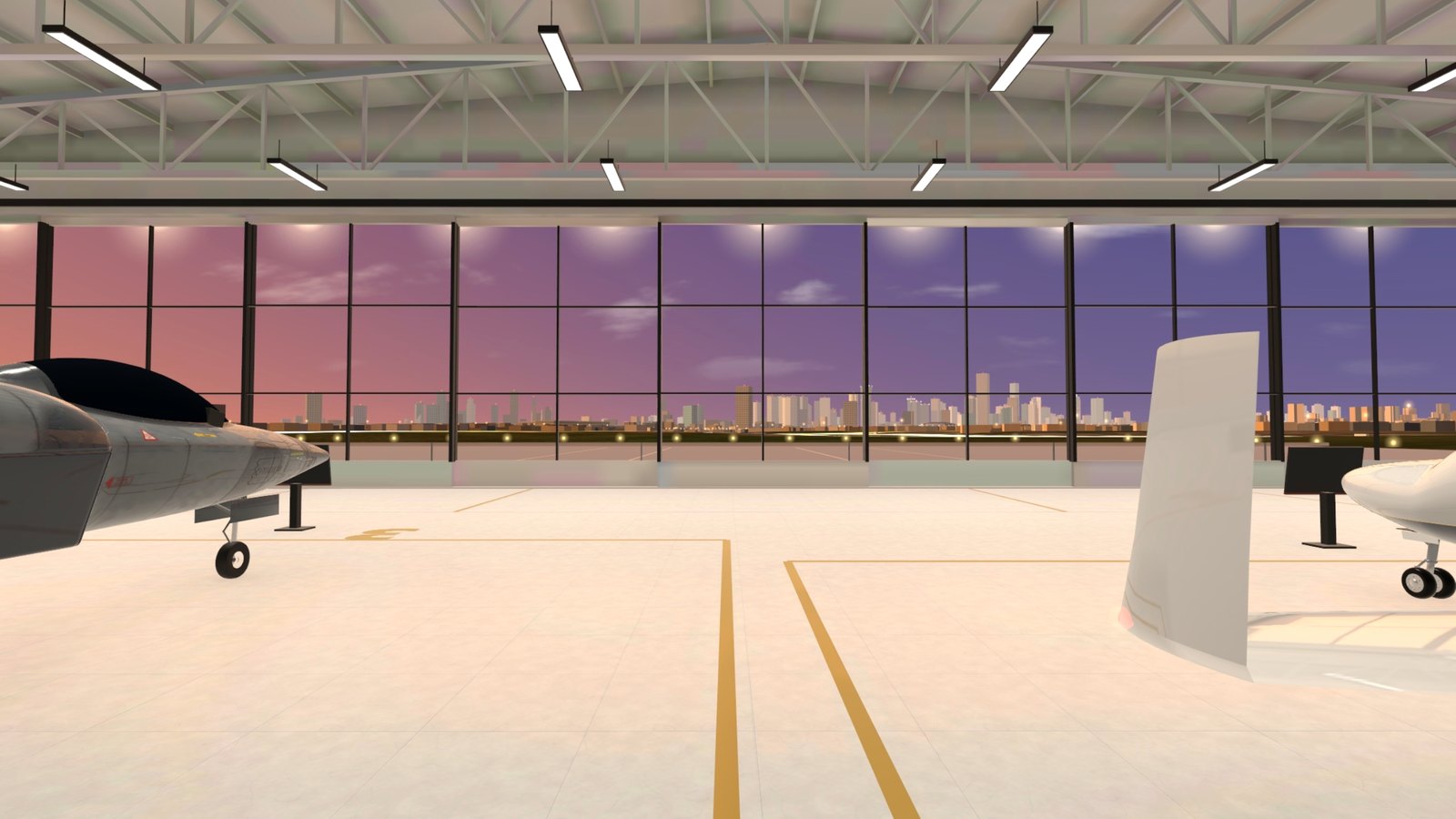 Your glass hangar facing the skyline