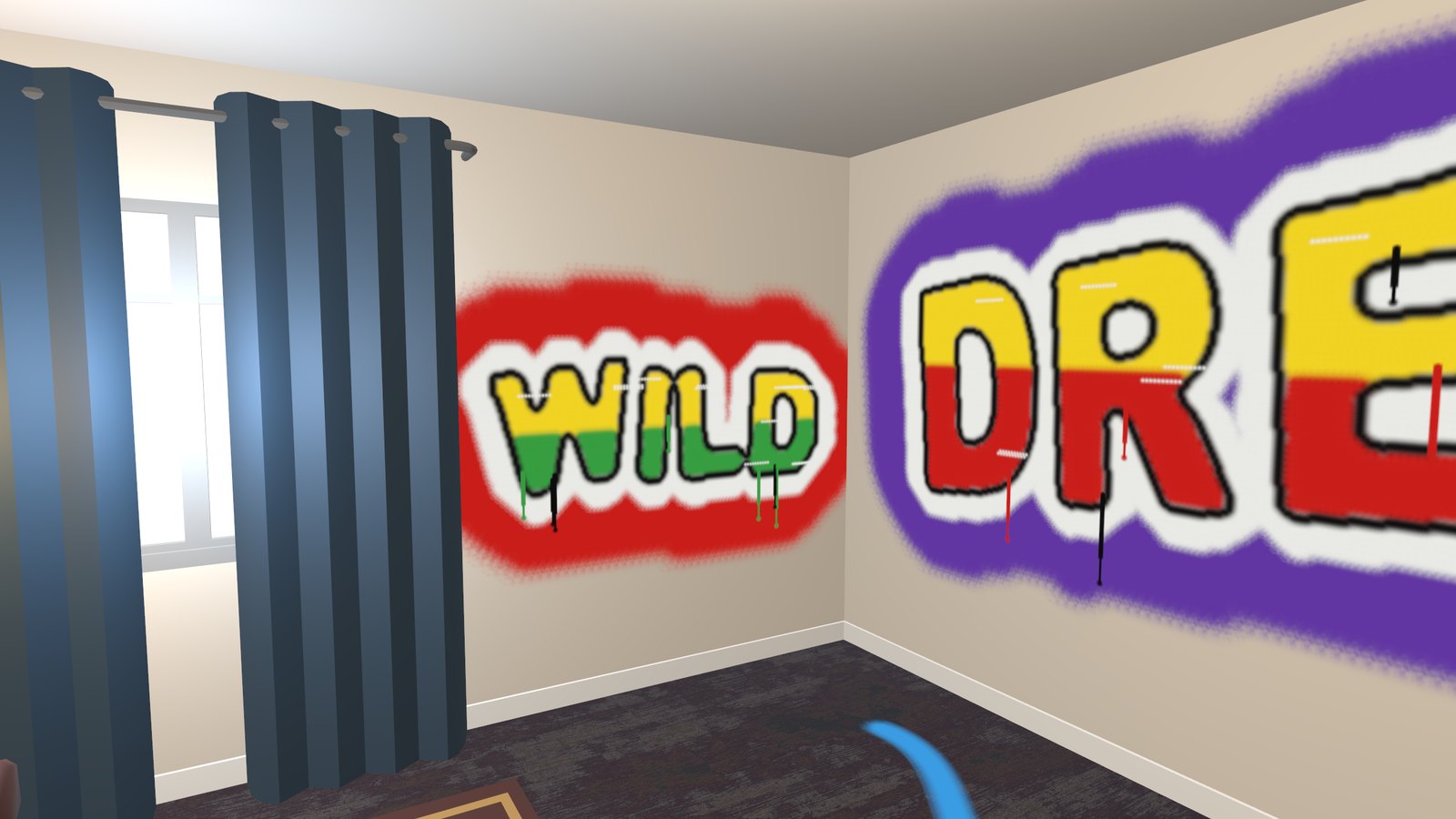 Graffiti on the wall beside the window