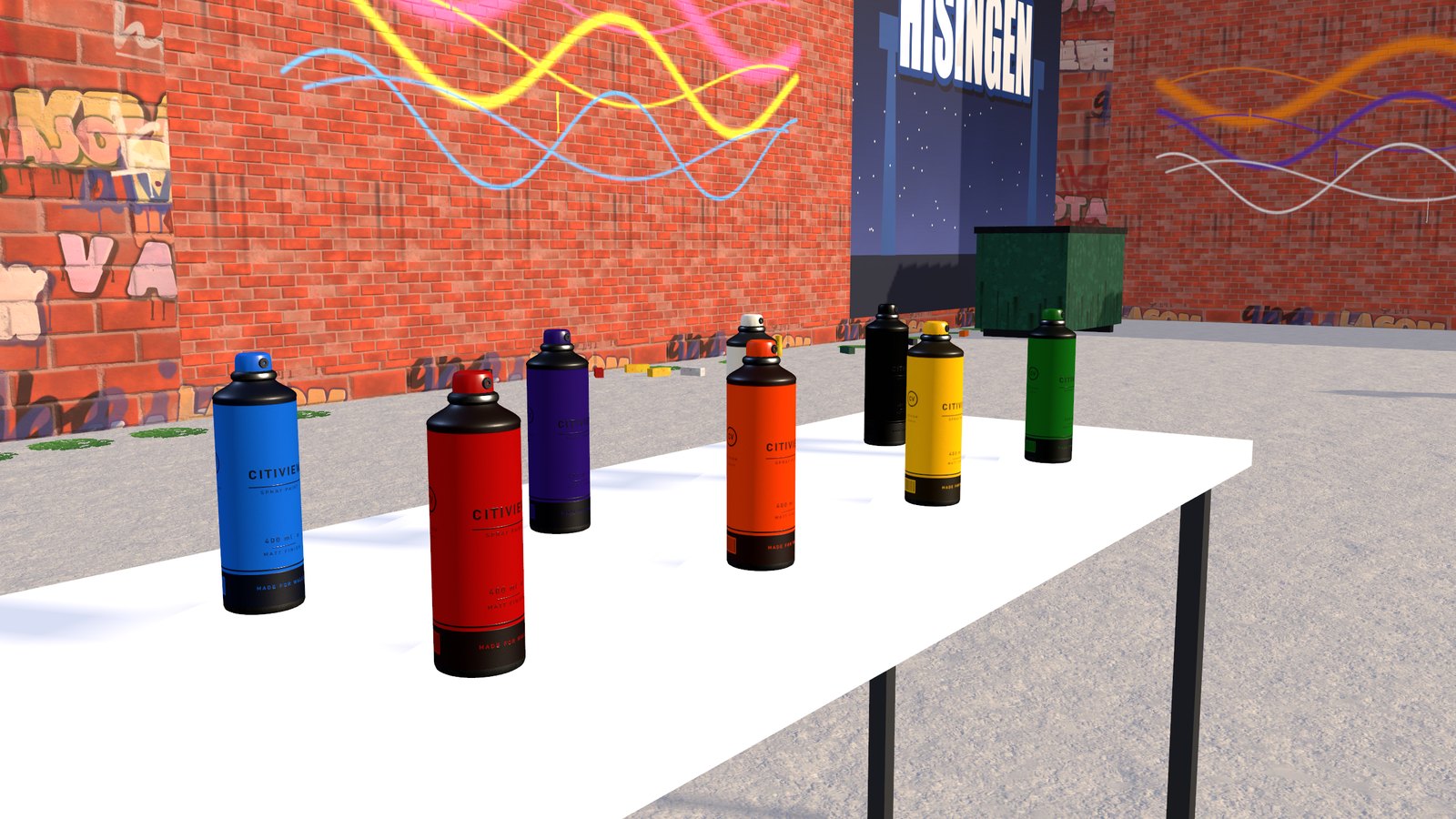 Spray cans on the table at Röda Sten