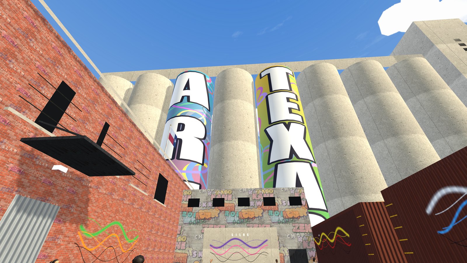 The painted silos at Sawyer Yards