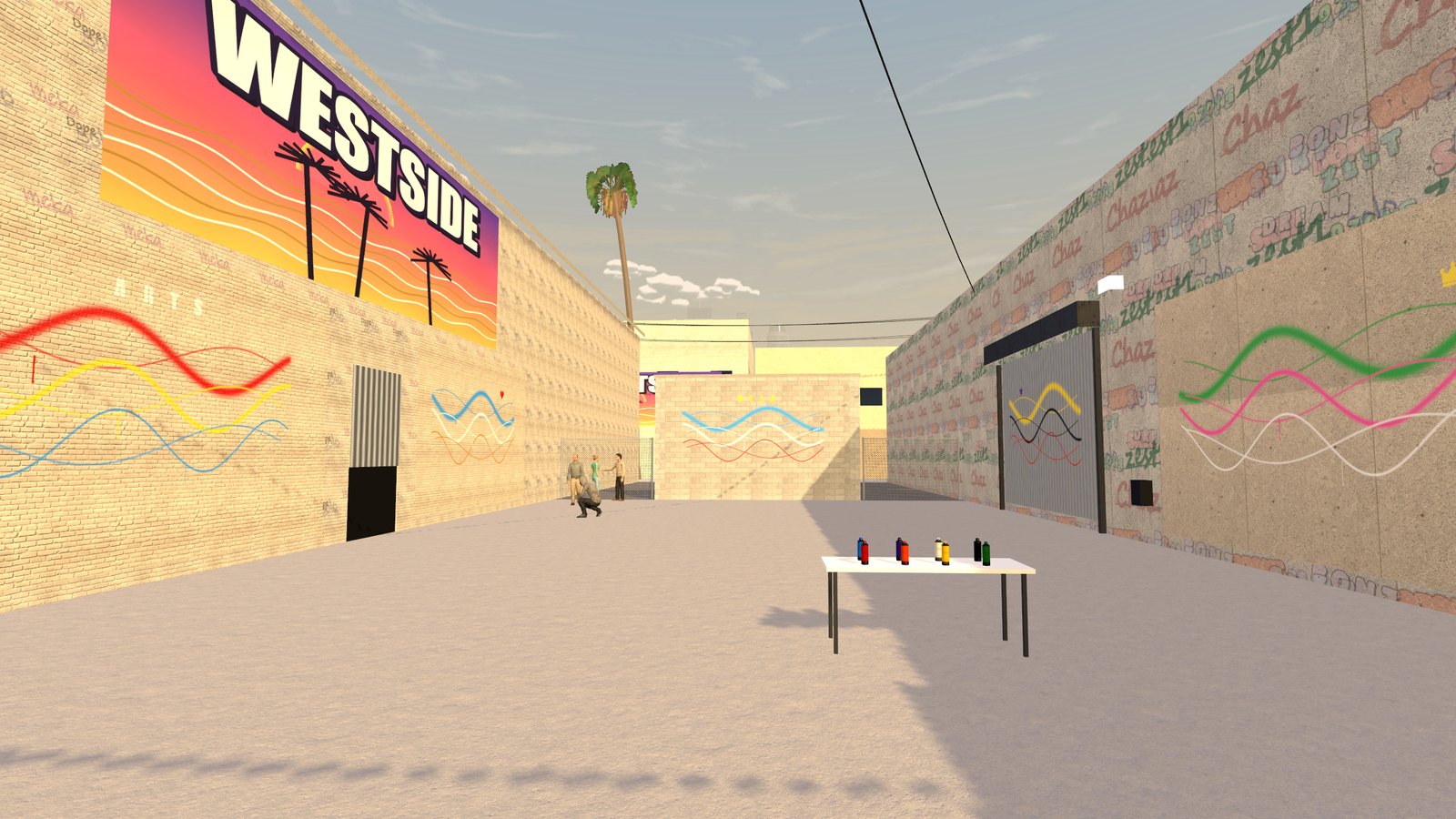 A painted warehouse yard in the Arts District