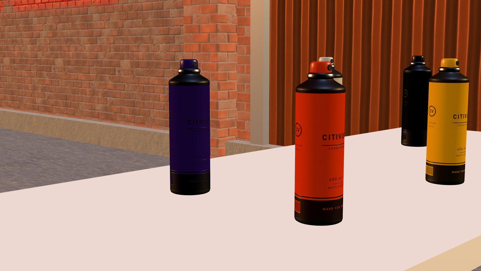 The table of Citiview spray cans in the alley
