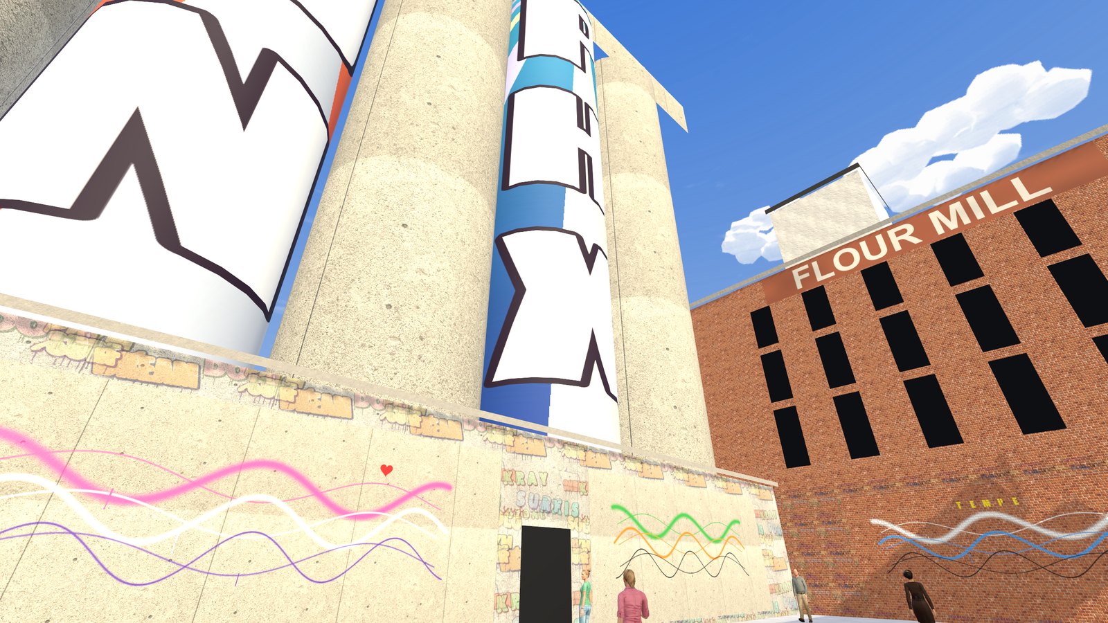 The painted silos of the flour mill in Tempe