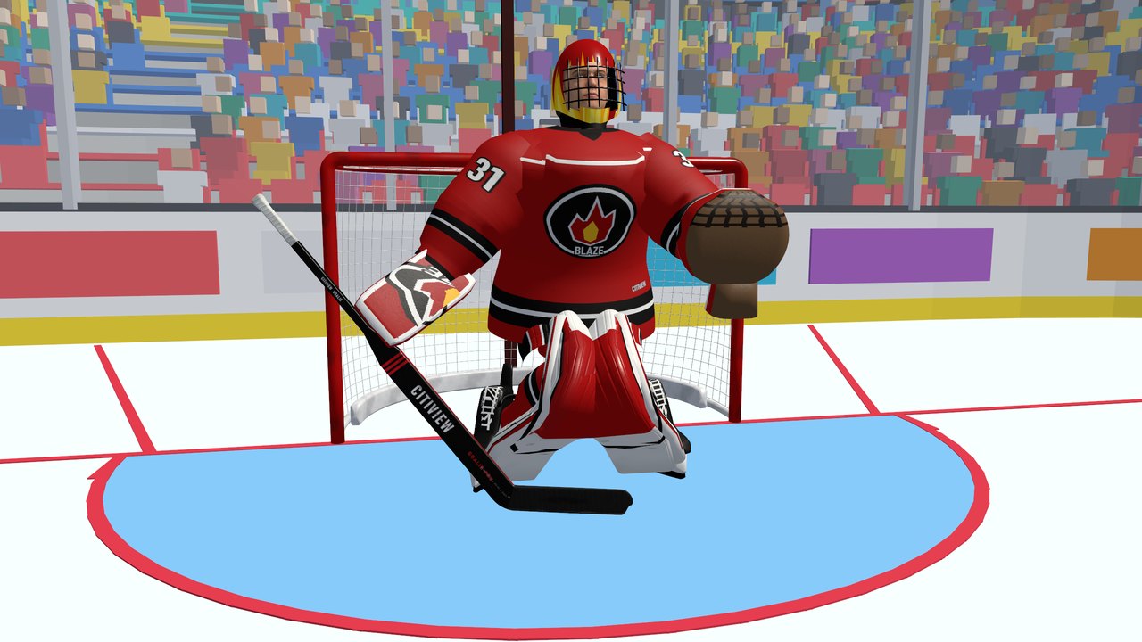 The goalie in his crease