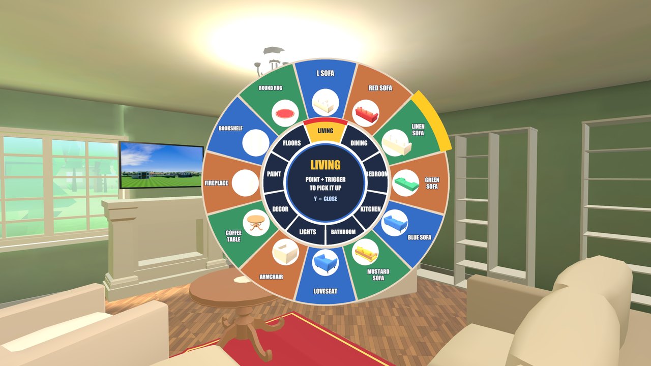 The design wheel open on the living room page