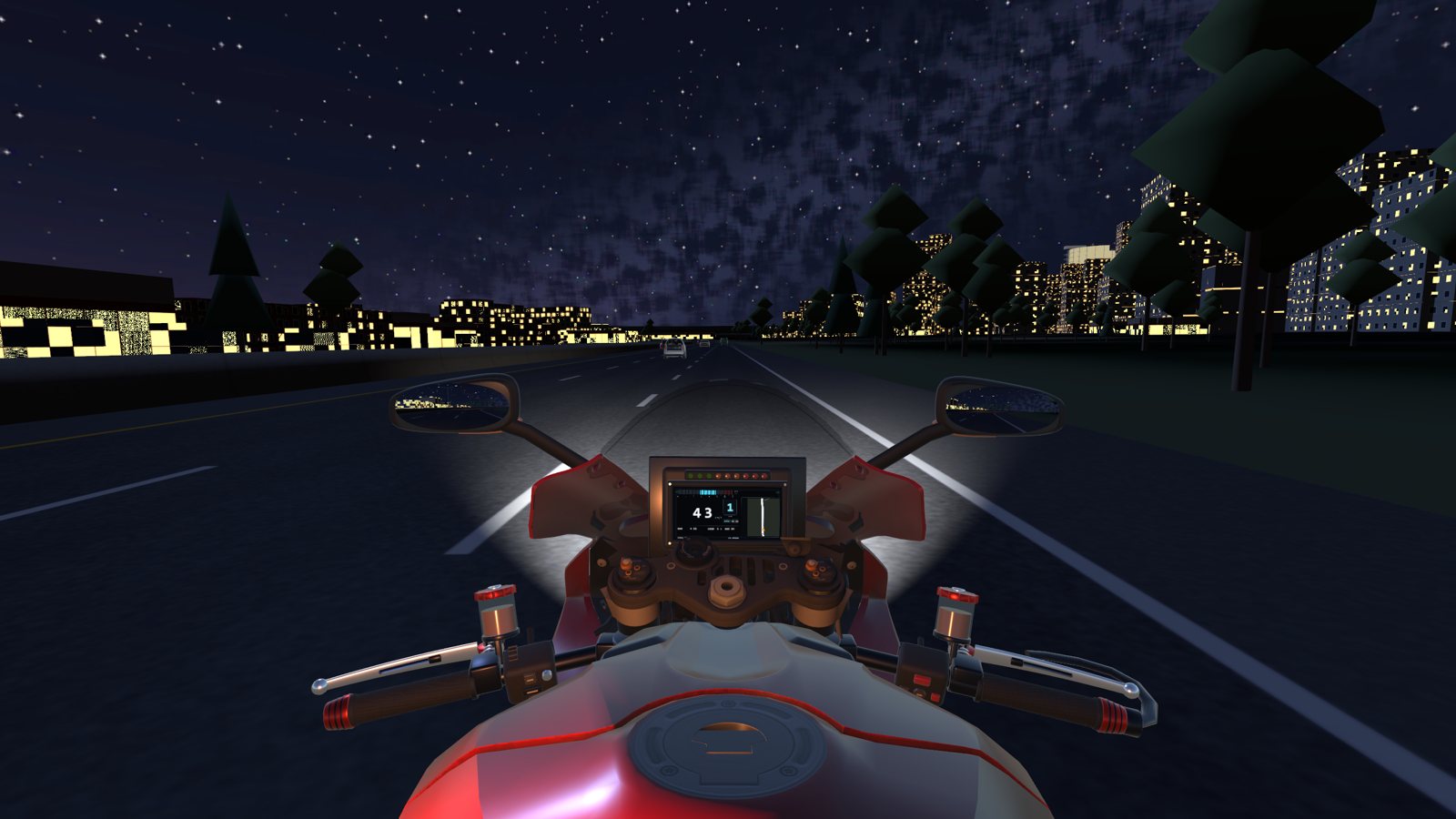 Night on Memorial Drive under the downtown towers
