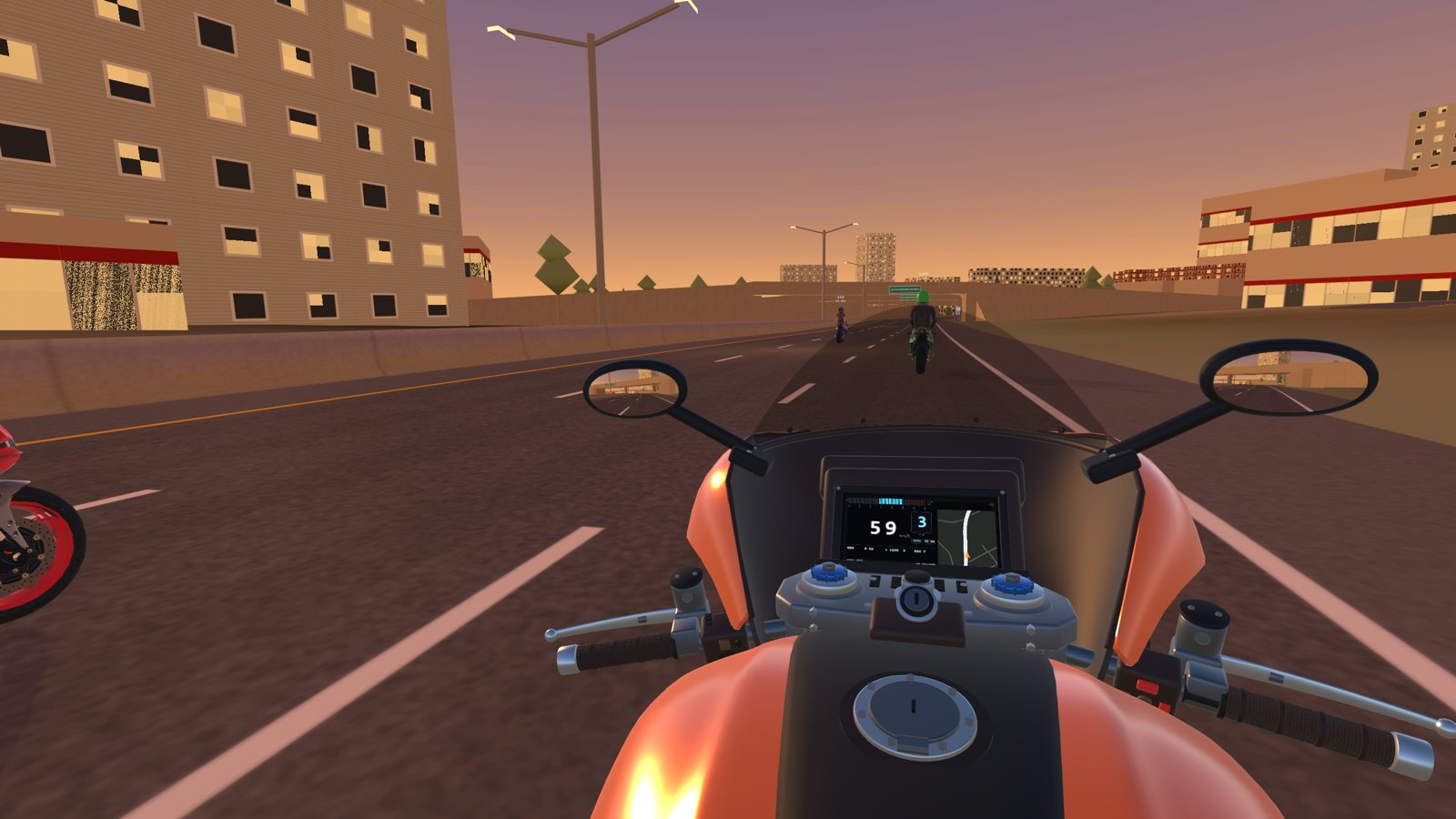 Riding with friends on the Downtown Connector at sunset