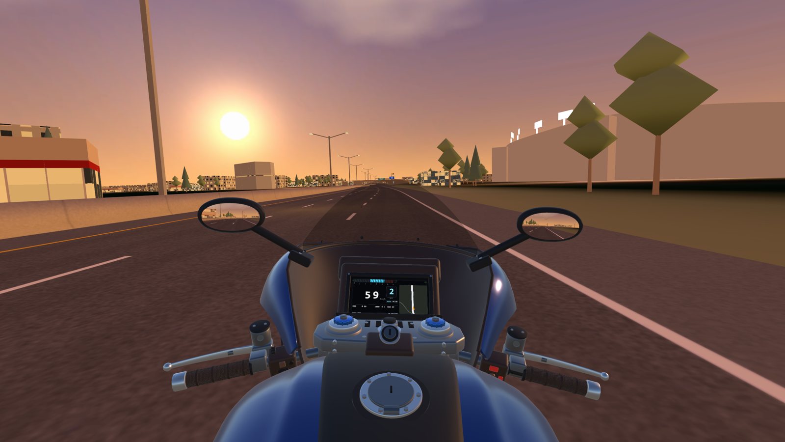 The rider's view on Broadway at sunset
