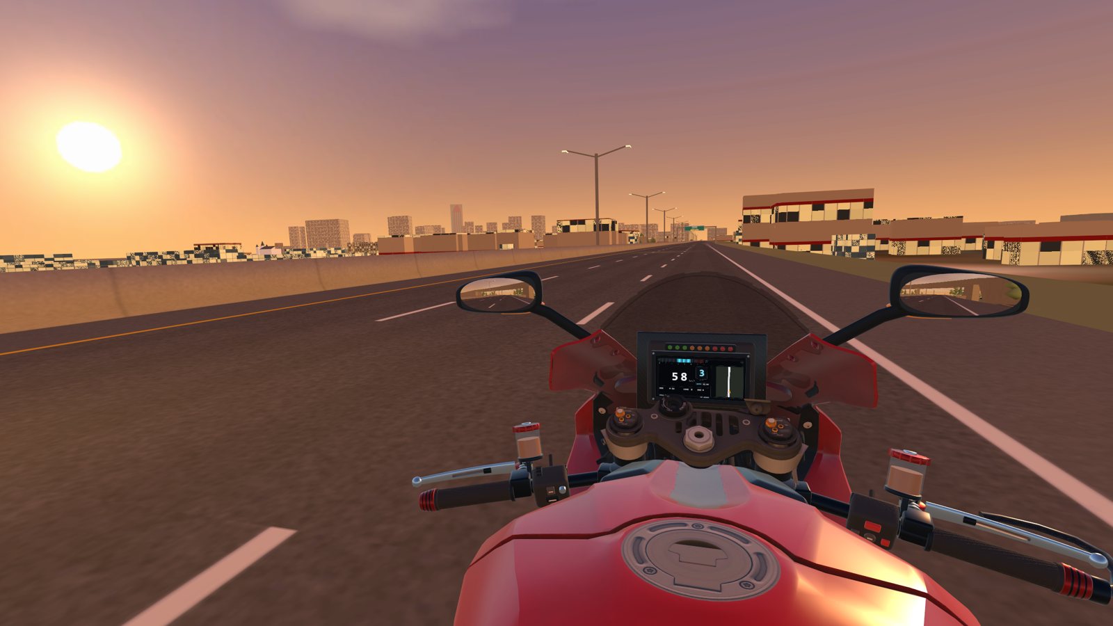 Sunset on I-10 toward the downtown towers