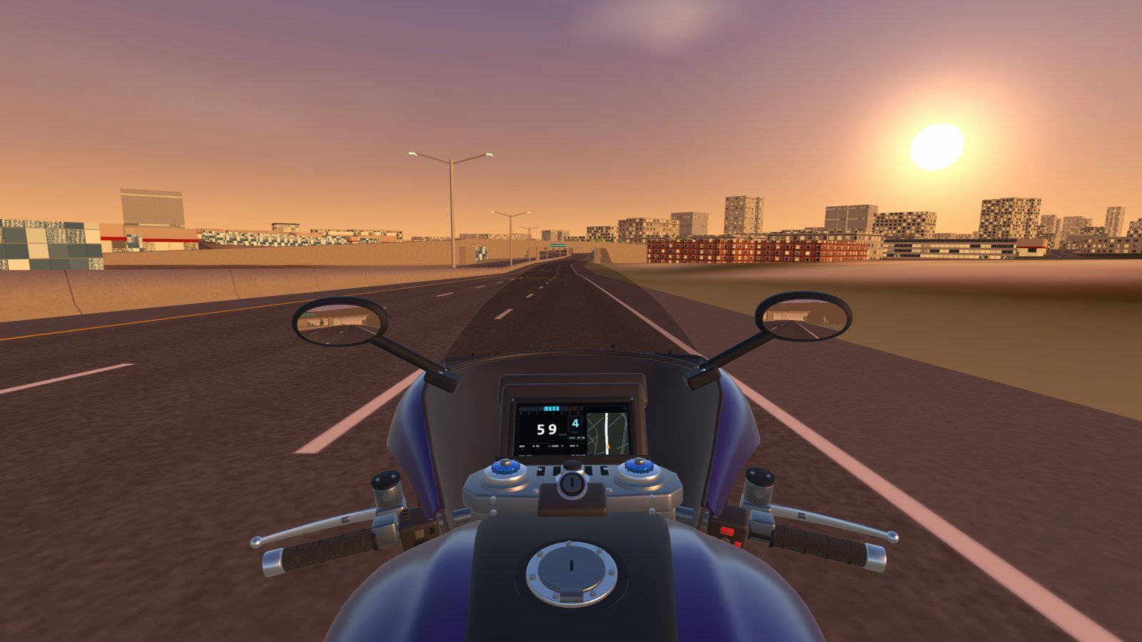 The rider's view on the Jones Falls Expressway at sunset