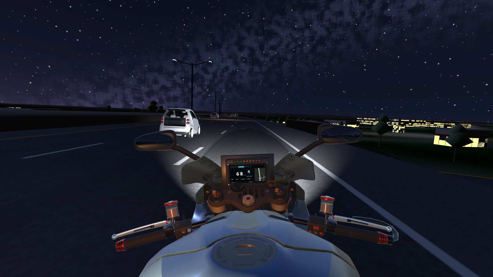 Night on I-680 toward the Mormon Bridge